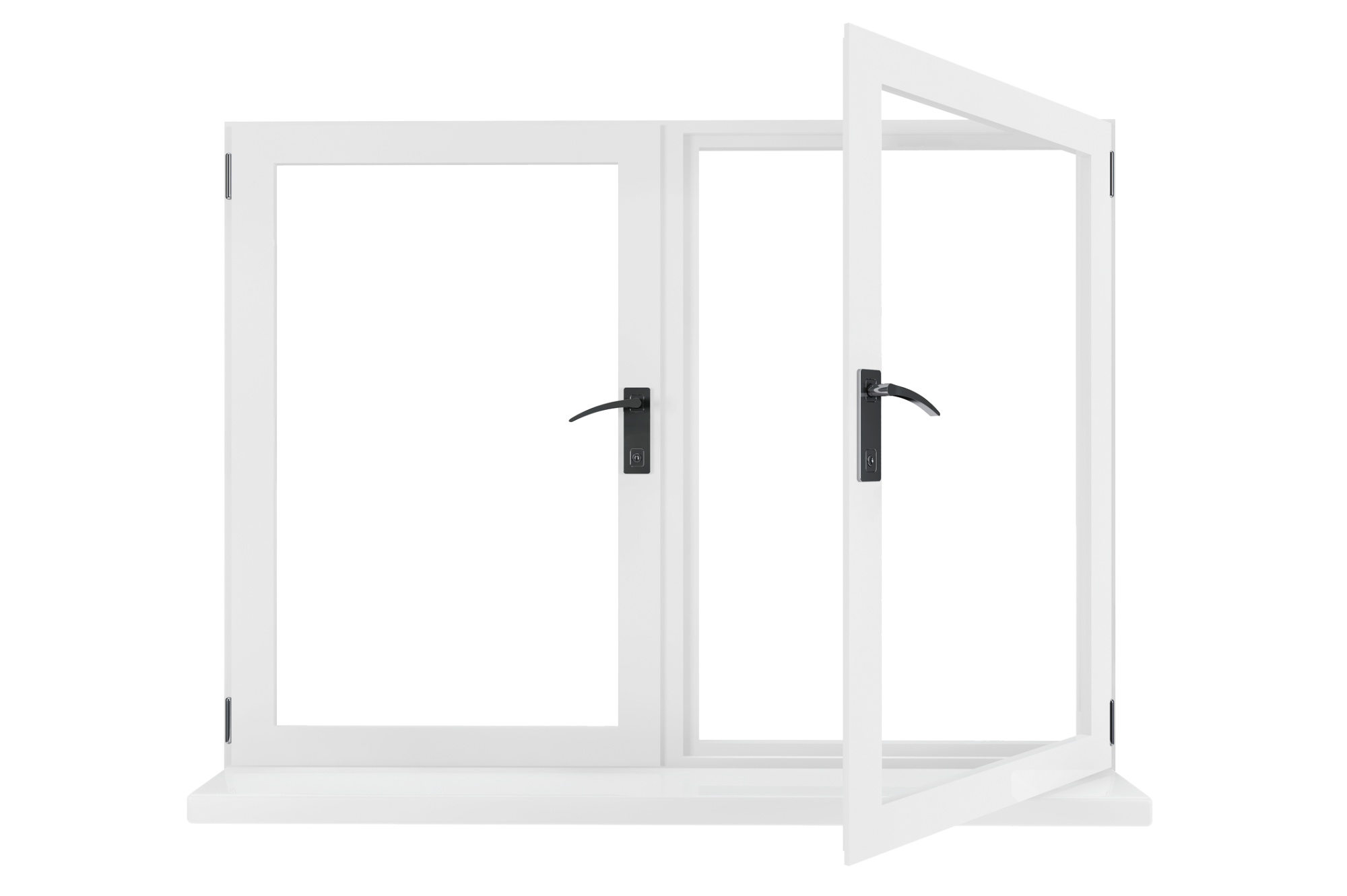 PVC Window frame with black handles